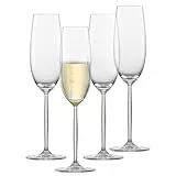 SCHOTT ZWIESEL Sektglas Muse (4er-Set), elegante Champagner Gläser mit Moussierpunkt, spülmaschinenfeste Tritan-Kristallgläser, Made in Germany (Art.-Nr. 123673), Klar, Kristall