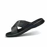 bugatti Herren Sommer Pantoletten aus Leder und Textil, Schwarz, 46 EU
