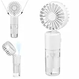 JIZZU Tragbarer Handventilator mit Wassernebel, 4000mAh Mini Ventilator USB, Wasserventilator mit 4 Geschwindigkeiten, Batteriebetriebener kleiner Ventilator für Büro, Reise und Camping