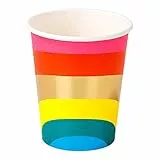Talking Tables Packung mit 8 Partybechern aus Regenbogenpapier, Geburtstagsparty für Kinder oder Erwachsene | Recycelbares und Einweggeschirr | Volumen: 250ml (9oz)