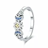 QIKAOLA Silber Ringe für Frauen 925 Sterling Silber Ringe Erklärung Ringe stapelbar Ringe für Jugendliche Mädchen Eternity Band Ringe