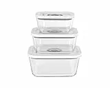 Rommelsbacher Vakuum Behälter Set VCG 1, 3 Behälter, Borosilikatglas, BPA-frei, hitzebeständig, spülmaschinenfest, gefriergeeignet, inkl. Vakuumierschlauch & Adapter für Vakuumierer anderer Marken
