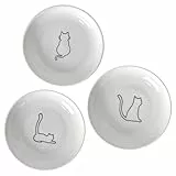 Luxvara 3 Stück Katzennapf Keramik,15 * 2.7 cm Katzennapf Flach Katzenfutter,Näpfe für Futter und Wasser,Runder Flache Katzennäpfe Futternapf Katze,Für Katzen und Welpen,Trockenfutter und Nassfutter