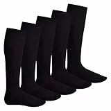 Footstar Herren & Damen Kniestrümpfe (5 Paar), Klassische Strümpfe aus Baumwolle - Everyday! - Schwarz 43-46