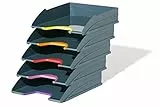 Durable Briefablage A4 (Varicolor) Ablagesystem mit 5 Fächern, Blauer Engel zertifiziert, anthrazit mit farbigen Griffzonen, 770557