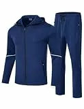 YSENTO Herren Trainingsanzug Jogginganzug Sportanzug 2-Teiliges Fitness Streetwear Freizeitanzug mit Kapuze(Blau,L)