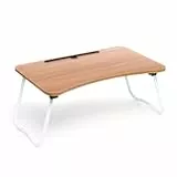 InnovaGoods - Multifunktionaler Klapptisch MUVISK, Ideal für Laptop, Lesen, Frühstück, Mit Mobilgerätehalter, Kabelmanagement, Leicht zu Reinigen, Braun, 60 x 27 x 40 cm, Metall