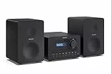 SHARP XL-B520D(BK) Stereoanlage mit DAB+ Radio, FM-Tuner, Bluetooth, CD-MP3-Player, USB-Wiedergabe, Holzlautsprechern, 40 Watt, Schwarz