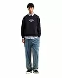 Armani Exchange Men's Pullover with Bold Logo Sweatshirt, Deep Navy, L