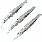 Bestgle 3 stück keramik pinzetten antistatik pinzetten set delstahl präzisions pinzette hitzebeständige antimagnetische lötpinzette für elektronik reparaturen schmuck computer labor arbeiten industrie
