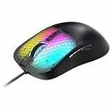 Mars Gaming MM-Viper, Ultraleichter Gaming-Maus 56g, Anpassbares RGB Chroma, Optischer Sensor A825PRO, 12800 DPI, 1000Hz, HUANO Mechanische Schalter, Software, Geflochtener USB-A/USB-C-Kabel, Schwarz