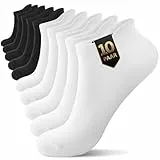 YouShow Sneaker Socken Herren Damen Baumwolle Schwarz Weiß 10 Paar Kurze Socken Sneakersocken Sportsocken Classic Solid Halbsocken Socks Unisex 39-42