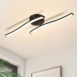 Homefire LED Deckenlampe Küche Deckenleuchte: Modern Schlafzimmerlampe Schwarz 12W Wohnzimmerlampe 3000K Wellen Design Küchenlampe Innen Warmweiß Deckenbeleuchtung für Schlafzimmer Flur Büro