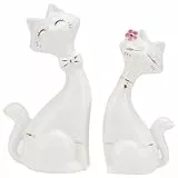 Healifty 2 Keramik-Katzenfiguren, Basteln, Verzierung, Katze, Statue für Zuhause, Büro, Wohnzimmer, Dekoration, TV-Schrank-Dekorationen (S weiß)