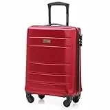 WITTCHEN Globe Line Reisekoffer Handgepäck Kabinengepäck Trolley Hartschale aus ABS mit 4 Rollen Zahlenschloss Teleskopgriff | Größe S | Rot