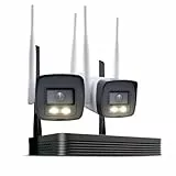 HiLook WLAN Überwachungskamera Set Außen | 2X 4 MP Bullet Kameras | WiFi NVS mit Micro-SD-Slot | Outdoor Kamera Komplettset | Menschen- & Fahrzeugerkennung | Nachtsicht | 2-Wege-Audio