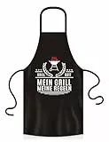 YORA Grillschürze für Männer Vatertagsgeschenk - Kochschürze lustig [inkl. Urkunde] - lustige Geschenke zum Vatertag - Geschenkideen Opa & Papa - Lustig (Mein Grill, meine Regeln)