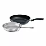 Fissler Pfannen-Set, 2-teilig/Catania unbeschichtete Edelstahl-Pfanne (Ø 24 cm) & Cenit beschichtete Aluminium-Pfanne(Ø 28 cm) – Induktions-geeignet