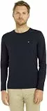 Tommy Hilfiger Herren Langarmshirt Stretch Slim Fit Baumwolle, Blau (Desert Sky), L