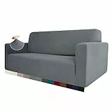 HEYOMART Stretch Sofabezug 1 Stück Sofahusse Spandex Jacquard Elastische Couchbezug mit Anti-Rutsch-Schaumstoffe (L-förmiges Ecksofa erfordert Zwei) - 2 Seater, Hellgrau