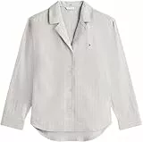 Tommy Hilfiger Damen Pyjama-Set Stripe Lang, Grau (Thin Stripe Light Grey), M