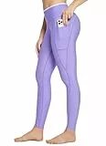 baleaf Damen Schwimmen Leggings mit Reißverschluss Taschen Swim Wetsuit Rash Guard Hose mit Liner Modest Badeanzüge UPF 50+ Lila XL