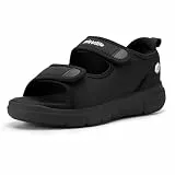 FitVille Weit Offene Diabetiker Sandalen Herren Orthopädische mit Klettverschluss Verstellbare Gesundheitsschuhe Verbandschuhe bei geschwollene Füße Reha-Schuhe Ödeme Hausschuhe Schwarz 46 EU Weit