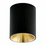 EGLO LED Deckenleuchte Polasso, Deckenlampe aus Metall in Schwarz und Gold, Wohnzimmerlampe warmweiß, Ø 10 cm