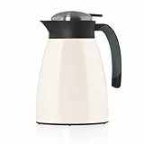 Blumtal Thermoskanne 1l - BPA-freie Teekanne mit Quick Tip Verschluss - auslaufsichere Kaffeekanne thermo für langanhaltende Isolation/Thermoskanne Weiß - Kaffekanne/Isolierkanne Edelstahl Off-White