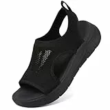 VTASQ Sandalen Mode Damen Sommer Strand Sport Leichte Walking Offene Zehe Stricksandalen Outdoor Schwarz, 40 EU