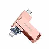 [Ohne App] Levida USB Stick für Phone 256GB,Speicherstick USB 3.0,Fotostick, Memory Stick 3 in 1,Photostick,Flash Drive für iOS,Pad,OTG Android Handy,Laptop,Pc(Rosa)