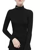 Zueauns Damen Langarmshirts Hoher Kragen Langarm-T-Shirt Rollkragen Thermooberteile Großformat Top Unterwäsche Sweatshirts