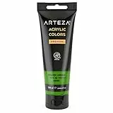 ARTEZA Acrylfarbe, Farbe Gelbgrün, Acrylfarben in 120 ml Beutel/Tube, hochwertige Künstlerfarbe für Acrylmalerei, Malfarben für Leinwand mit hoher Deckkraft