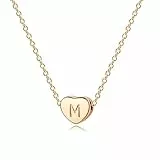 Jenosy Kette Damen Herz Kette mit Buchstaben Gold Personalisierte Kette mit Namen Zarte Kette Herz Buchstaben Anhänger für Mädchen 18K Vergoldete Namenskette Modeschmuck für Frauen und Mädchen