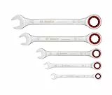 Bosch Professional Ratschenschlüssel-Set (5-teilig, Standardgrößen 8–19 mm, Chrom-Vanadium-Stahl, in faltbarer Stofftasche)
