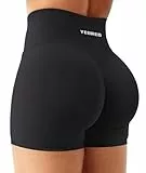 YEOREO Sport Shorts Damen 4.5' Invisible Scrunch Butt Gym Shorts Hoch Taille Booty Yoga Workout Kurze Leggings Schwarz M