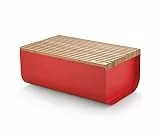Alessi Mattina BG03 R - Brotkasten aus Edelstahl mit Epoxidharz und Bambusholz, Rot