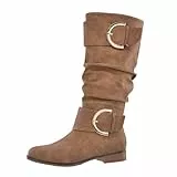Elara Damen Stiefel Boots Schlupfstiefel Chunkyrayan JY1989 Camel (Beige Sohle)-40