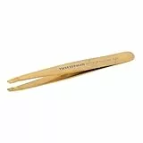 TWEEZERMAN Pinzette Ultra Precision (Handgeschliffene, schräge Spitzen, Augenbrauen zupfen, Profi Qualität, rostfreier Edelstahl), Gold
