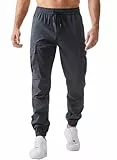Meilicloth Herren Cargohose Stretch Chinohose Herren Hose Outdoorhose Cargo Hosen Männer Sporthose mit Kordelzug Casual Freizeithose Jogger Sweatpants mit Taschen Grau-1 34