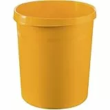 HAN Papierkorb GRIP, 18 Liter, mit 2 Griffmulden, extra stabil, rund, gelb, 5 Stück