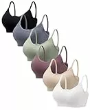 HBselect 6er Pack Gepolsterte BHS ohne Bügel Damen Rückenfrei Nahtlose Bralettes Bügelloser T-Shirt BHS Sports Bra Yoga Bustier für Frauen Mädchen M B