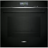 Siemens HR776G1B1, iQ700 Smarter Einbau-Backofen mit Dampffunktion, 60 x 60 cm, Made in Germany, Schwarz, activeClean Pyrolyse & humidClean Hydrolyse, Air Fry, Automatikprogramme, Farbiger Touchscreen