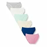 Amazon Essentials Damen Bikini-Unterhosen aus Baumwolle (in Übergröße erhältlich), 6er Pack, Mehrfarbig/Einheitliche Farben, 42