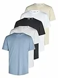 Only & Sons Tshirt Herren Regular Fit ONSJEFF LONGY 5er Set Pack lang geschnitten Rundhals Kurzarm Sommer Tee Shirt Basic, Größe:L, Farbe:Flint Stone (22039223)