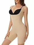 SLIMBELLE Shapewear Damen Body Bauchweg Leicht Formend Nahtlos Shaper Bodysuit Miederbody Formender Bauchweg Shaper mit einstellbare Träger Beige L