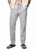 Meilicloth Herren Leinenhose Hosen Baumwolle Lang Leicht Sommerhose mit Kordelzug Grau 40