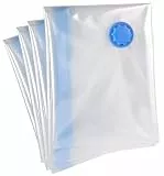 XXL Vakuumbeutel für Kleidung & Bettdecken - 4er Set (100x80x30 cm) mit Etiketten - Luftdichte Vakuumierbeutel für Kissen, Decken & Wäsche - Vakuum durch Staubsauger - Platzsparende Aufbewahrung