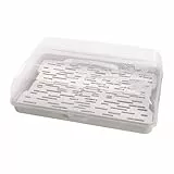 BranQ - Home essential rechteckiger Kuchenbehälter aus Kunststoff (PP), mit hoher Abdeckung, praktischem Tragegriff, BPA-frei, transparent/grau