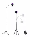 Aureday Handy Stativ Ständer 223cm Selfie Handy Stativ mit 38cm Flexibler Schlauch 360° Drehbarer, Bluetooth Fernbedienung und Halterung Stativ Ständer für iPhone, Android-Handys und Kameras